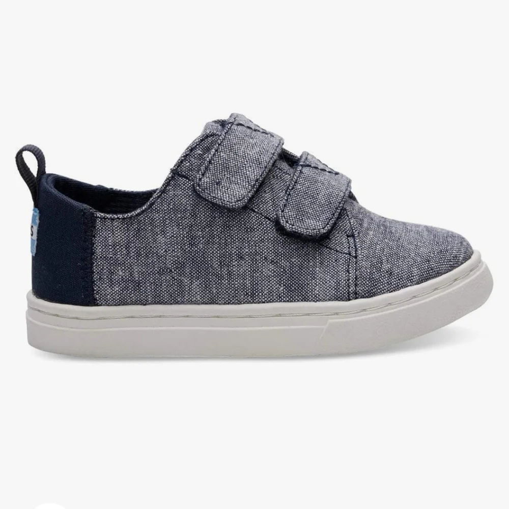 TOMS Lenny tiny sneakers navy slub chambray Toddler Size 9
